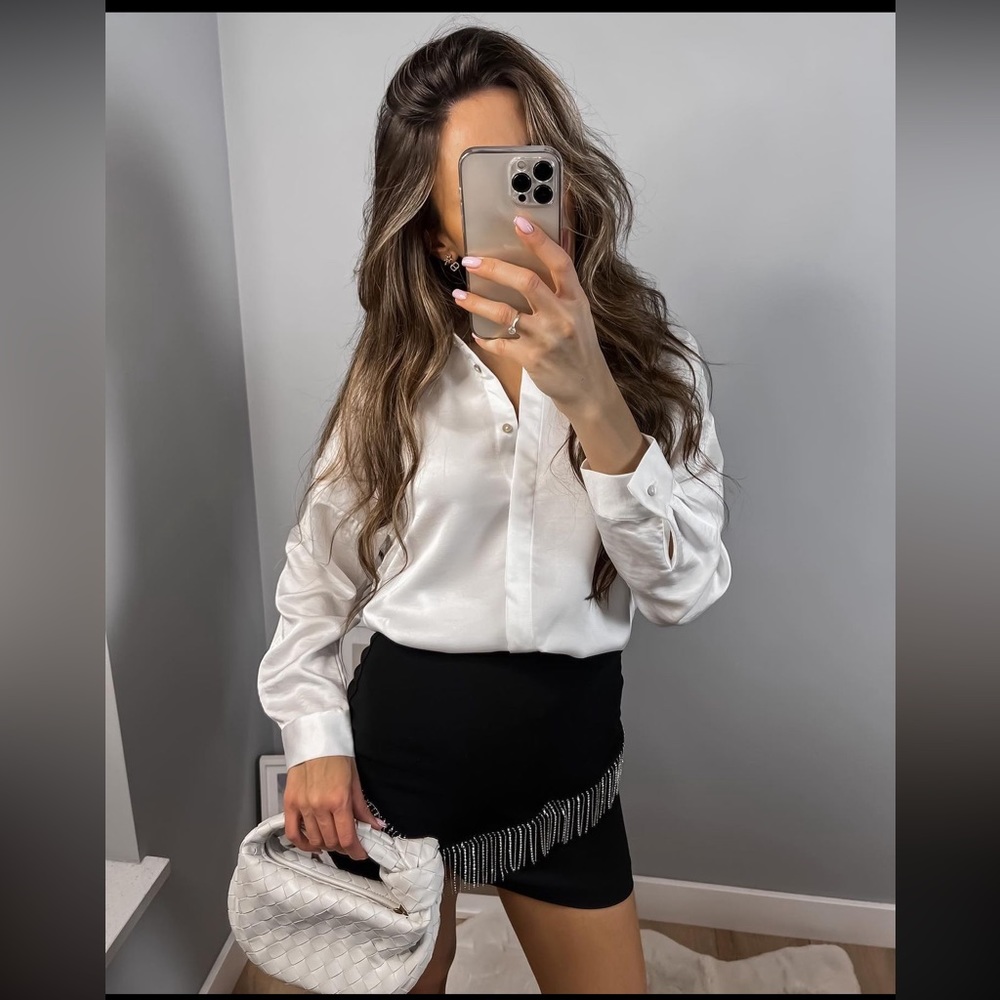 Zara Black Mini Skirt with Silver Fringe